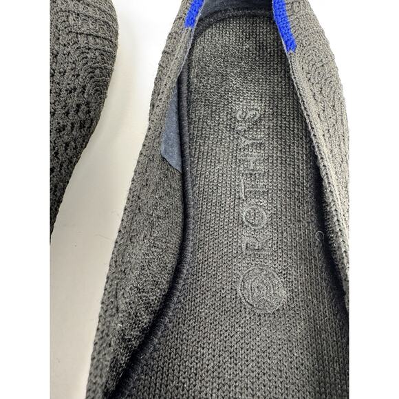 Rothys The Flat Size 9.5 Honeycomb Black Knit Round Toe Slip On Shoes Comfort - Picture 4 of 12